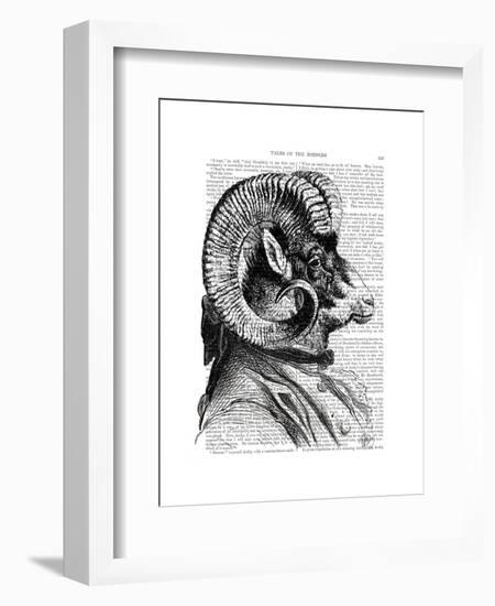 Bighorn Sheep in Suit-Fab Funky-Framed Art Print