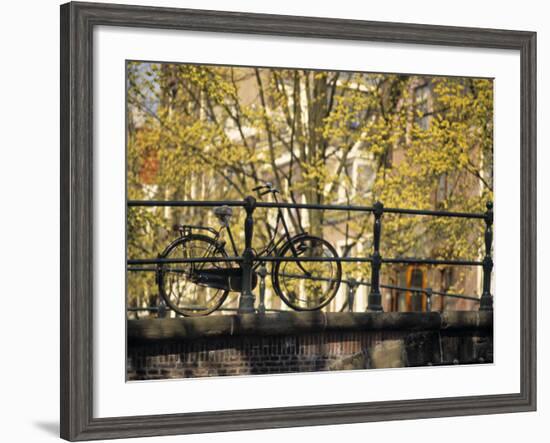 Bike on Bridge, Amsterdam, Holland-Alan Copson-Framed Photographic Print