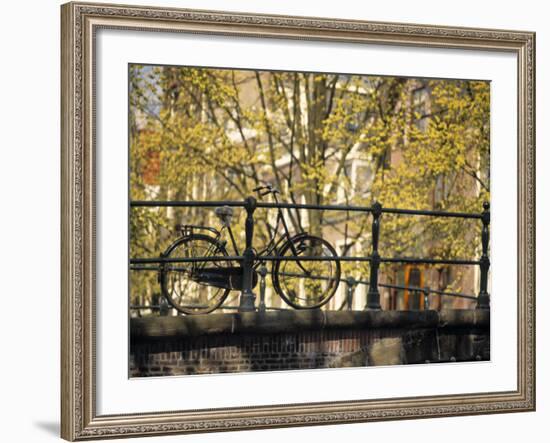 Bike on Bridge, Amsterdam, Holland-Alan Copson-Framed Photographic Print