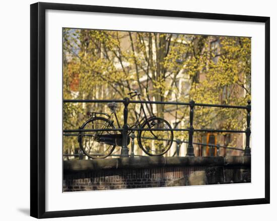 Bike on Bridge, Amsterdam, Holland-Alan Copson-Framed Photographic Print