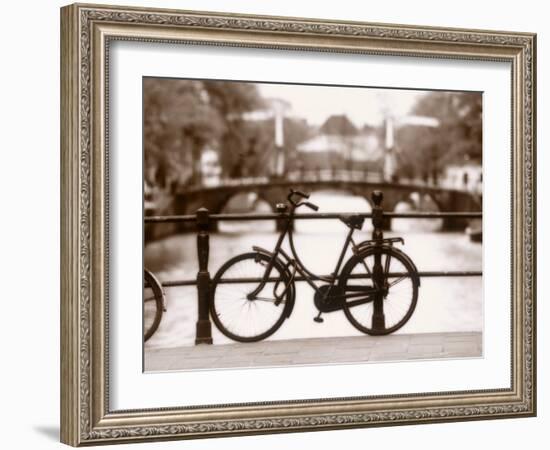 Bike on Bridge and Canal, Amsterdam, Holland-Jon Arnold-Framed Photographic Print