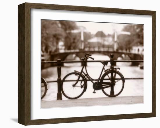 Bike on Bridge and Canal, Amsterdam, Holland-Jon Arnold-Framed Photographic Print