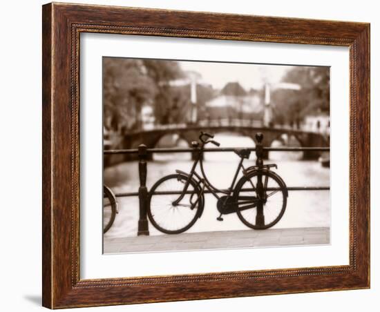 Bike on Bridge and Canal, Amsterdam, Holland-Jon Arnold-Framed Photographic Print