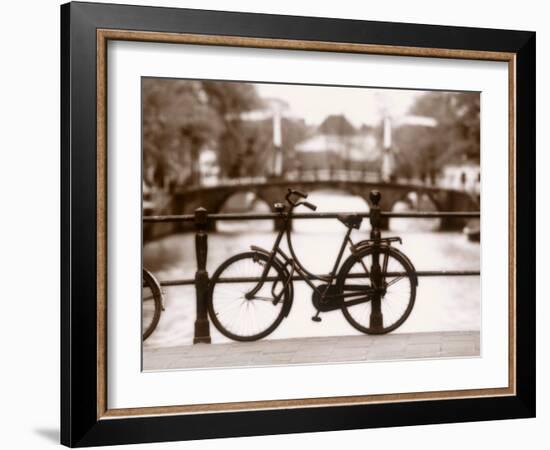 Bike on Bridge and Canal, Amsterdam, Holland-Jon Arnold-Framed Photographic Print