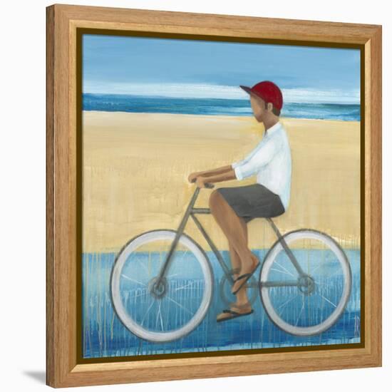 Bike Ride on the Boardwalk (Male)-Terri Burris-Framed Stretched Canvas
