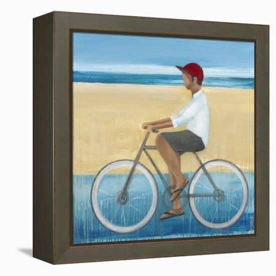 Bike Ride on the Boardwalk (Male)-Terri Burris-Framed Stretched Canvas