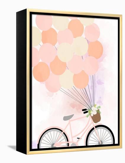 Bike Ride with Balloons-Anna Quach-Framed Stretched Canvas