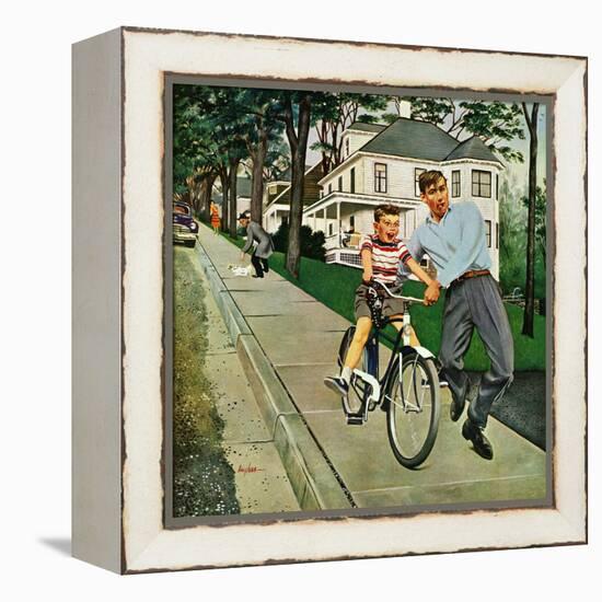 "Bike Riding Lesson", June 12, 1954-George Hughes-Framed Premier Image Canvas