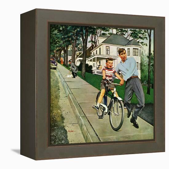 "Bike Riding Lesson", June 12, 1954-George Hughes-Framed Premier Image Canvas