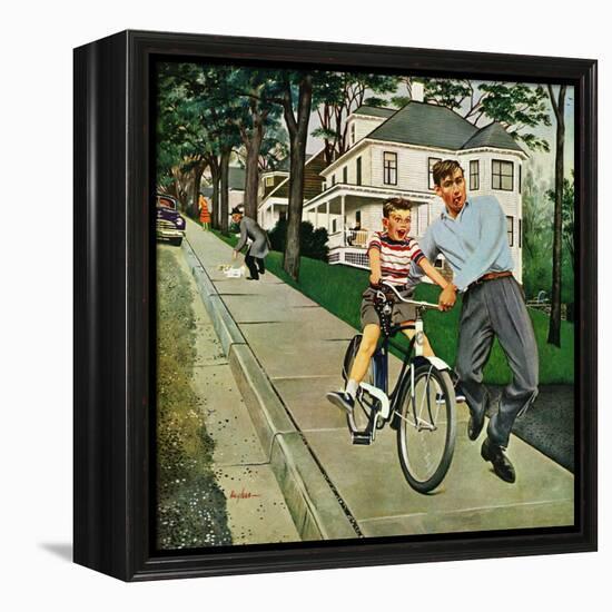 "Bike Riding Lesson", June 12, 1954-George Hughes-Framed Premier Image Canvas