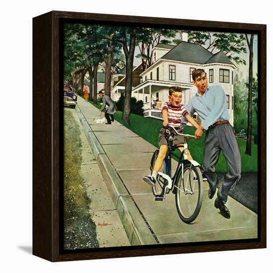 "Bike Riding Lesson", June 12, 1954-George Hughes-Framed Premier Image Canvas