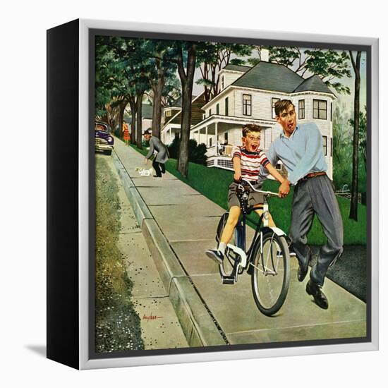 "Bike Riding Lesson", June 12, 1954-George Hughes-Framed Premier Image Canvas