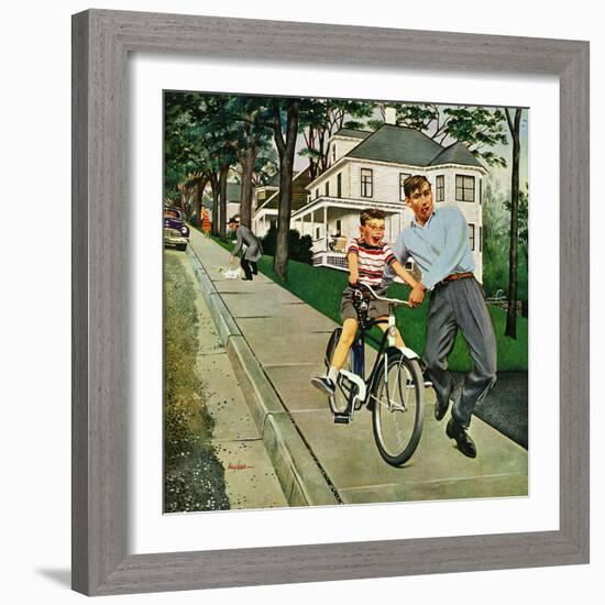 "Bike Riding Lesson", June 12, 1954-George Hughes-Framed Giclee Print