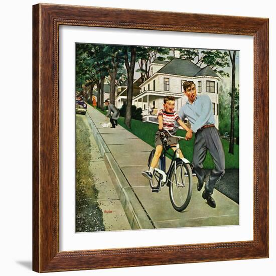 "Bike Riding Lesson", June 12, 1954-George Hughes-Framed Giclee Print