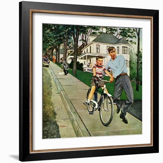 "Bike Riding Lesson", June 12, 1954-George Hughes-Framed Giclee Print