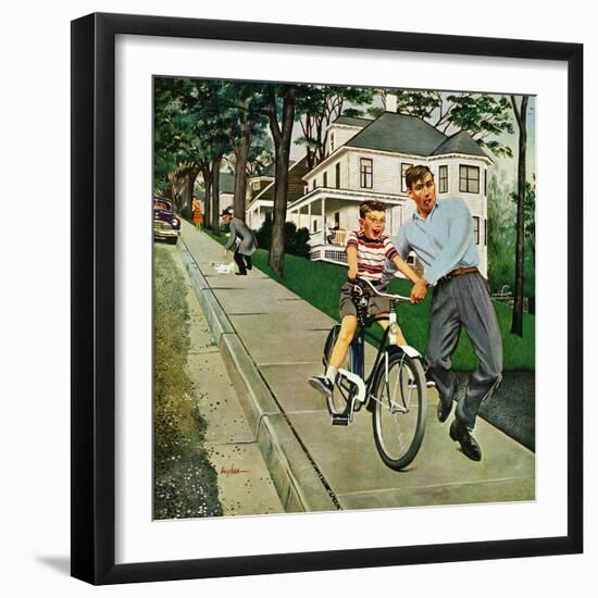 "Bike Riding Lesson", June 12, 1954-George Hughes-Framed Giclee Print