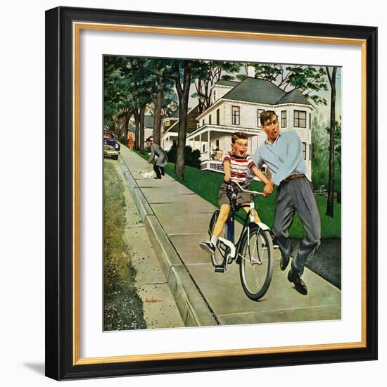 "Bike Riding Lesson", June 12, 1954-George Hughes-Framed Giclee Print