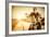 Biker Man Sits on a Bike-Andrey Armyagov-Framed Photographic Print