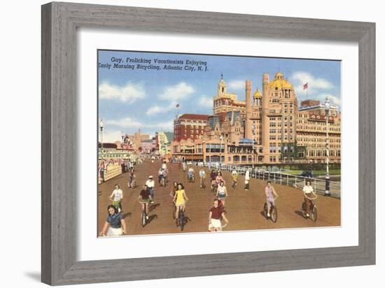 Bikes on Boardwalk, Atlantic City, New Jersey-null-Framed Art Print