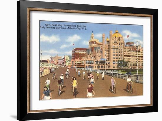 Bikes on Boardwalk, Atlantic City, New Jersey-null-Framed Art Print