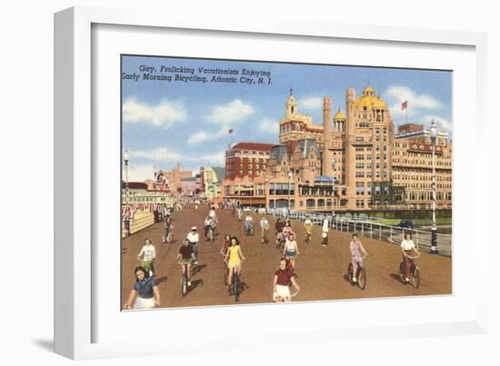 Bikes on Boardwalk, Atlantic City, New Jersey-null-Framed Art Print