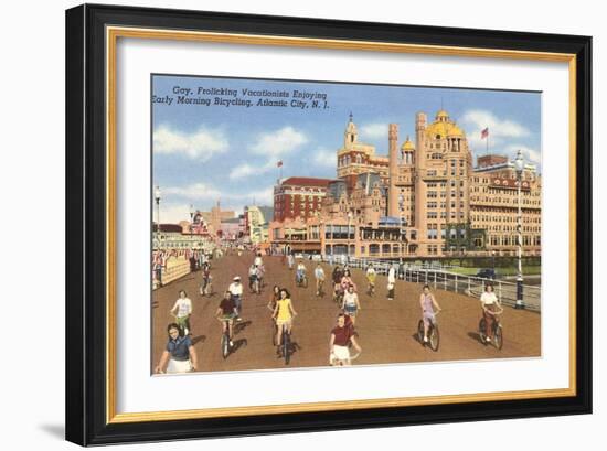 Bikes on Boardwalk, Atlantic City, New Jersey-null-Framed Art Print