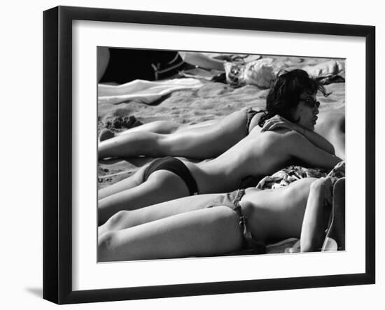 Bikini Clad Beauties on the Beach at the Cannes Film Festival-Paul Schutzer-Framed Photographic Print