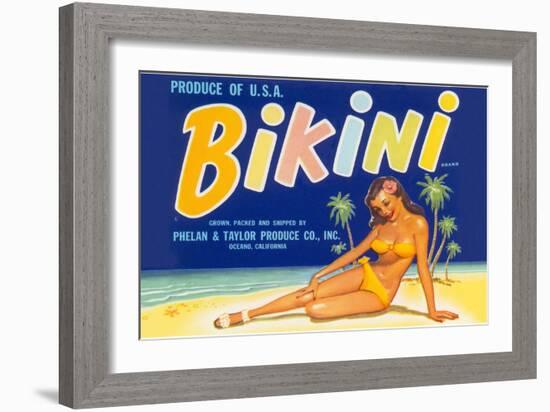 Bikini Fruit Crate Label-null-Framed Art Print