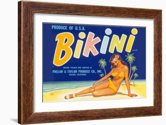 Bikini Fruit Crate Label-null-Framed Art Print