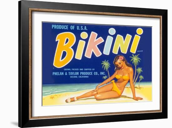 Bikini Fruit Crate Label-null-Framed Art Print