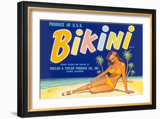 Bikini Fruit Crate Label-null-Framed Art Print