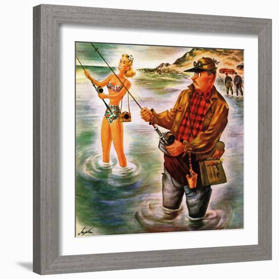 "Bikini Surf Fisher," July 26, 1947-Constantin Alajalov-Framed Giclee Print