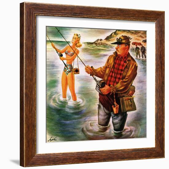 "Bikini Surf Fisher," July 26, 1947-Constantin Alajalov-Framed Giclee Print