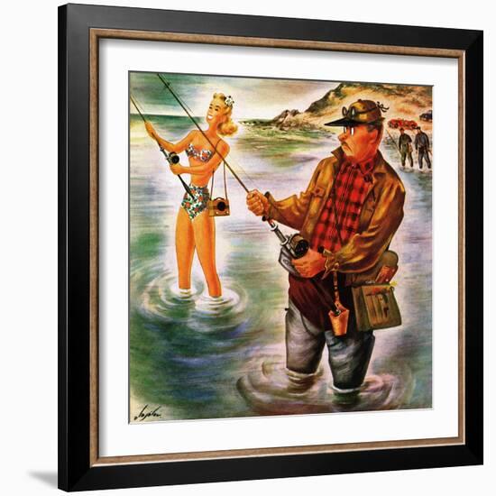 "Bikini Surf Fisher," July 26, 1947-Constantin Alajalov-Framed Giclee Print