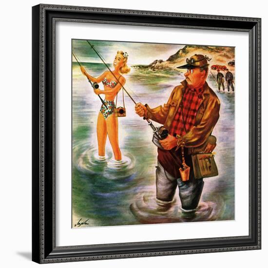 "Bikini Surf Fisher," July 26, 1947-Constantin Alajalov-Framed Giclee Print