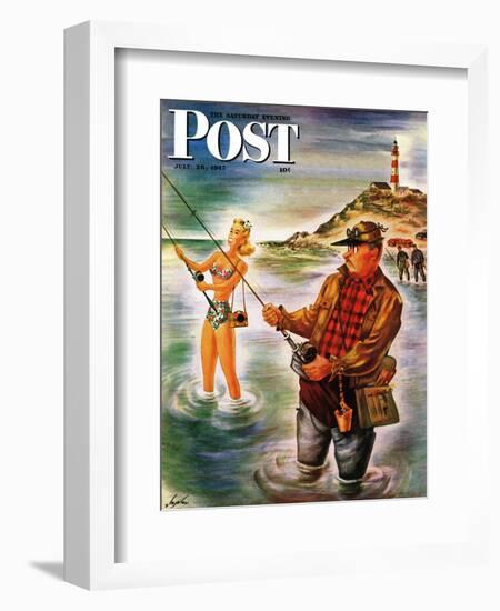 "Bikini Surf Fisher," Saturday Evening Post Cover, July 26, 1947-Constantin Alajalov-Framed Giclee Print