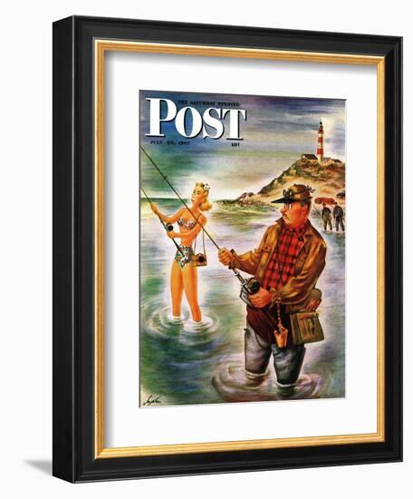 "Bikini Surf Fisher," Saturday Evening Post Cover, July 26, 1947-Constantin Alajalov-Framed Giclee Print