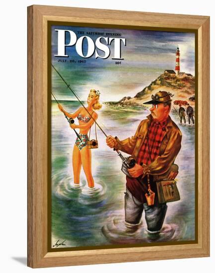 "Bikini Surf Fisher," Saturday Evening Post Cover, July 26, 1947-Constantin Alajalov-Framed Premier Image Canvas