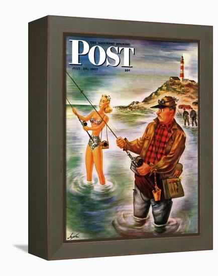 "Bikini Surf Fisher," Saturday Evening Post Cover, July 26, 1947-Constantin Alajalov-Framed Premier Image Canvas