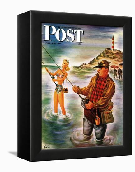 "Bikini Surf Fisher," Saturday Evening Post Cover, July 26, 1947-Constantin Alajalov-Framed Premier Image Canvas