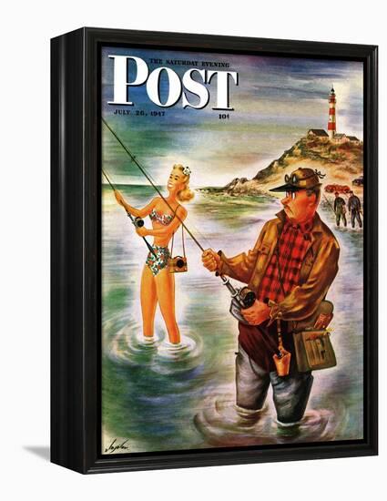 "Bikini Surf Fisher," Saturday Evening Post Cover, July 26, 1947-Constantin Alajalov-Framed Premier Image Canvas