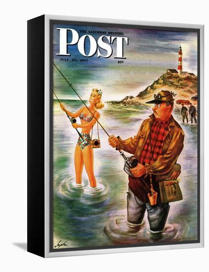 "Bikini Surf Fisher," Saturday Evening Post Cover, July 26, 1947-Constantin Alajalov-Framed Premier Image Canvas