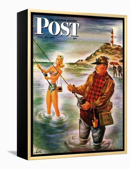 "Bikini Surf Fisher," Saturday Evening Post Cover, July 26, 1947-Constantin Alajalov-Framed Premier Image Canvas