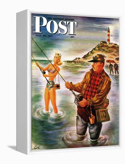 "Bikini Surf Fisher," Saturday Evening Post Cover, July 26, 1947-Constantin Alajalov-Framed Premier Image Canvas