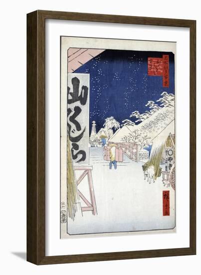 Bikuni Bridge in the Snow (One Hundred Famous Views of Ed), 1856-1858-Utagawa Hiroshige-Framed Giclee Print