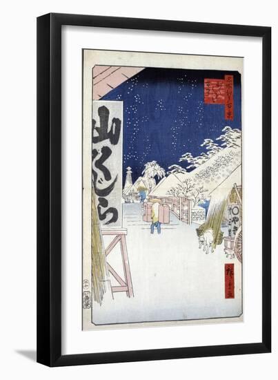 Bikuni Bridge in the Snow (One Hundred Famous Views of Ed), 1856-1858-Utagawa Hiroshige-Framed Giclee Print