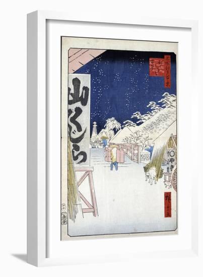 Bikuni Bridge in the Snow (One Hundred Famous Views of Ed), 1856-1858-Utagawa Hiroshige-Framed Giclee Print