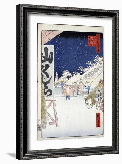 Bikuni Bridge in the Snow (One Hundred Famous Views of Ed), 1856-1858-Utagawa Hiroshige-Framed Giclee Print