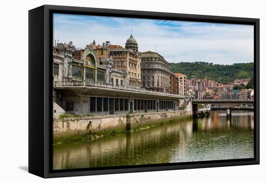 Bilbao-Abando Railway Station and the River Nervion, Bilbao, Biscay (Vizcaya)-Martin Child-Framed Premier Image Canvas