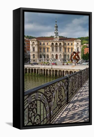 Bilbao City Hall on the River Nervion, Biscay (Vizcaya), Basque Country (Euskadi), Spain, Europe-Martin Child-Framed Premier Image Canvas